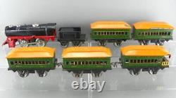 Vintage 1930's PreWar MARX O Tin Electric Steam Locomotive & Joy Line Coach Set