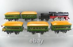 Vintage 1930's PreWar MARX O Tin Electric Steam Locomotive & Joy Line Coach Set