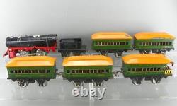 Vintage 1930's PreWar MARX O Tin Electric Steam Locomotive & Joy Line Coach Set