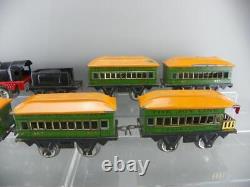 Vintage 1930's PreWar MARX O Tin Electric Steam Locomotive & Joy Line Coach Set