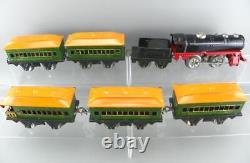 Vintage 1930's PreWar MARX O Tin Electric Steam Locomotive & Joy Line Coach Set