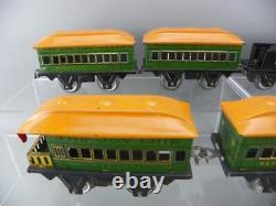 Vintage 1930's PreWar MARX O Tin Electric Steam Locomotive & Joy Line Coach Set