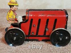 Vintage 1930's Tin Litho Windup Marx Midget Climbing Tractor Working Condition