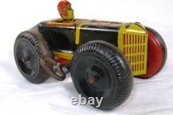Vintage 1930s MARX BOAT TAIL RACER TIN WIND-UP RACE CAR #3 with DRIVER