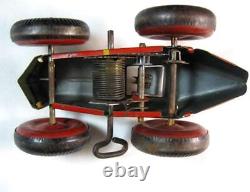 Vintage 1930s MARX BOAT TAIL RACER TIN WIND-UP RACE CAR #3 with DRIVER