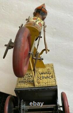 Vintage 1930s Marx Busy Delivery Black Pinocchio Wind Up Tin Toy Working