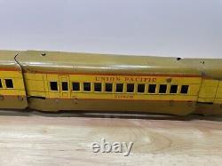 Vintage 1930s Marx M-10000 Tin Litho Union Pacific 4 Piece Wind Up Train Set Toy