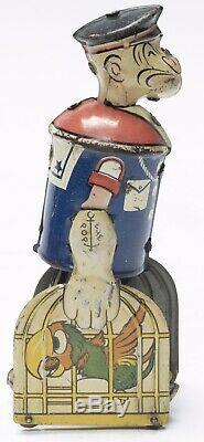 Vintage 1930s Marx Popeye With Parrot Cages Tin Wind Up Toy Works