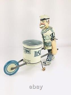 Vintage 1930s Marx TIDY TIM Wind-Up Street Sweeper Tin Litho Walker Toy with Box