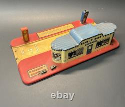 Vintage 1930s Marx Tin Litho Blue Bird Garage Gas Service Station Kids Toy