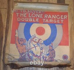 Vintage 1930s Marx Tin Litho LONE RANGER Western DOUBLE TARGET DART GAME in BOX