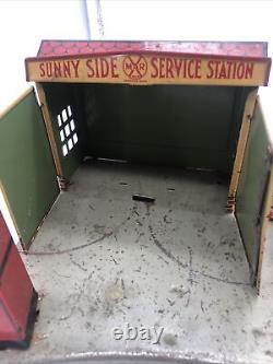 Vintage 1930s Marx Toys Sunny Side Service Gas Station Toy-Tin READ