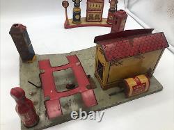 Vintage 1930s Marx Toys Sunny Side Service Gas Station Toy-Tin READ