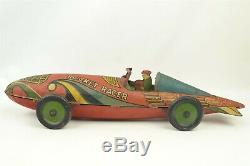 Vintage 1935 Marx Rocket Racer Tin Toy Windup Car 16 long