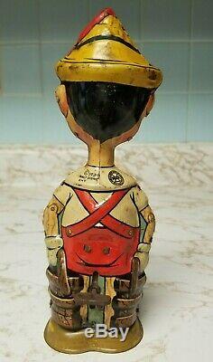 Vintage 1939 Disney Tin Windup Pinocchio Walking Figure Louis Marx Works