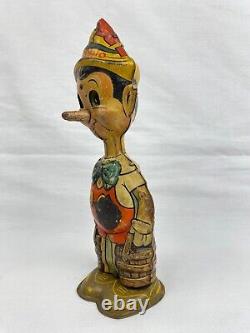 Vintage 1939 MARX Pinocchio Walt Disney Ent. 8.5 Wind Up Tin Metal Figure