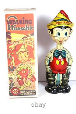 Vintage 1939 MARX wind-up tin litho 8 1/2 Walking PINOCCHIO Walt Disney Ent