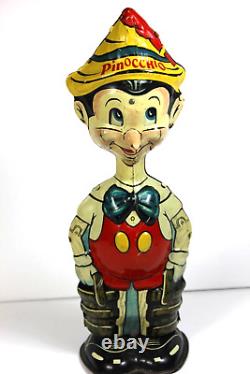 Vintage 1939 MARX wind-up tin litho 8 1/2 Walking PINOCCHIO Walt Disney Ent