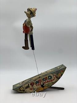 Vintage 1939 Walt Disney Marx Pinocchio Wind Up Tin Toy In Working Great Cond