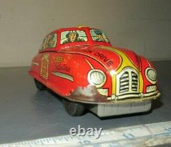 Vintage 1940's/50's Marx Tin Litho Friction Fire Chief Car