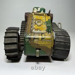 Vintage 1940's E12 Fighting Tank Tin Litho Wind Up Toy
