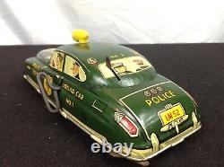 Vintage 1940's Marx Dick Tracy Squad Car Fixed Key Tin Wind Up Toy with Light