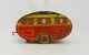Vintage 1940's Marx Lonesome Pine Travel Trailer Tin Toy Pull Behind
