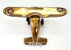 Vintage 1940's Marx Looping Rollover USAF Airplane Tin Litho Wind Up Toy