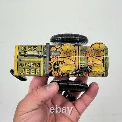 Vintage 1940's Marx Military Jumpin Jeep Tin Wind Up Excellent Condition