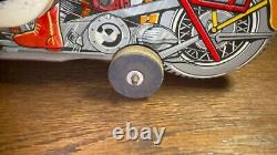 Vintage 1940's Marx Police Motorcycle Lithographed Tin Wind Up Toy (Incomplete)