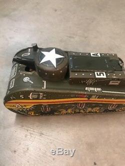 Vintage 1940's Marx Tin Litho Wind Up Sparkling Doughboy Army Tank Toy WithBox USA