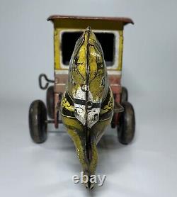 Vintage 1940s Marx Tin Litho Windup-Toytown Dairy Horse With Wagon