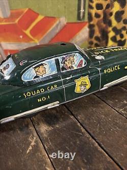 Vintage 1949 Marx Dick Tracy Wind Up Squad Car Litho Tin Police Cops Wyandotte