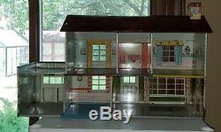 Vintage 1949 Marx Tin Litho Metal Dollhouse Doll House Disney Furniture People