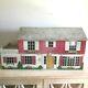Vintage 1950/60s Marx Tin Litho Two Story Pink /Red Dollhouse
