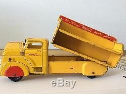 Vintage 1950 Marx Pressed Steel yellow Coca-Cola Delivery Truck