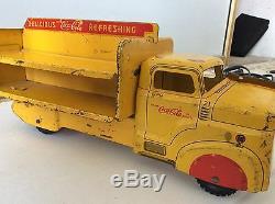 Vintage 1950 Marx Pressed Steel yellow Coca-Cola Delivery Truck