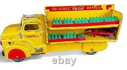 Vintage 1950'S Era Marx Tin Toy Coca-Cola Delivery Truck With Bottles And Dolly