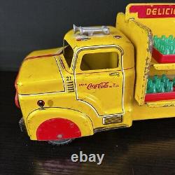 Vintage 1950'S Era Marx Tin Toy Coca-Cola Delivery Truck With Bottles And Dolly