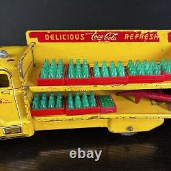 Vintage 1950'S Era Marx Tin Toy Coca-Cola Delivery Truck With Bottles And Dolly