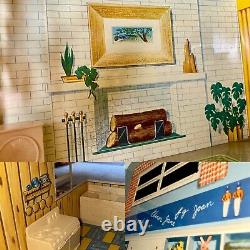 Vintage 1950's MARX Ranch Dollhouse/Original Furniture/People/Excellent Lithos
