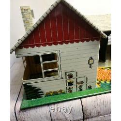 Vintage 1950's MARX Tin Doll House Mid Century Vintage Modern Ranch Suburban