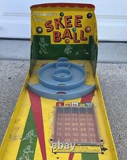 Vintage 1950's Marx & Co. Skee Ball Game with 4 Skeeballs Tin Toy Original Game