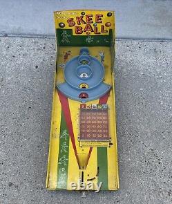 Vintage 1950's Marx & Co. Skee Ball Game with 4 Skeeballs Tin Toy Original Game