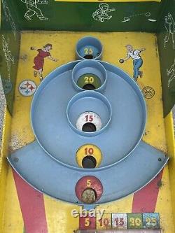 Vintage 1950's Marx & Co. Skee Ball Game with 4 Skeeballs Tin Toy Original Game