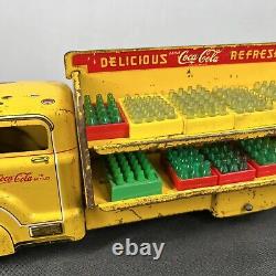 Vintage 1950's Marx Coca Cola Delivery Truck With Bottles Tin Litho