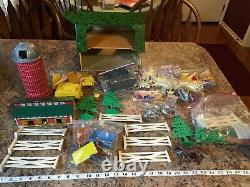 Vintage 1950's Marx Lazy Day Farm Tin Barn with Lots of Nice Accessories