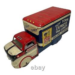Vintage 1950's Marx Litho Box Truck (Toy Town Express Van Lines Deluxe Service)