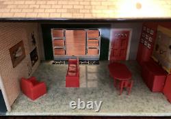 Vintage 1950 s Marx Litho Ranch Style Dollhouse with Furnished Rooms, Adorable