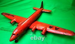 Vintage 1950's Marx NC-2100 American Airlines Pressed Steel Airplane 28 Tin Toy